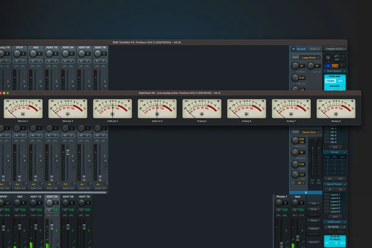 DigiCheck NG 0.92 Beta 2 with VU meters