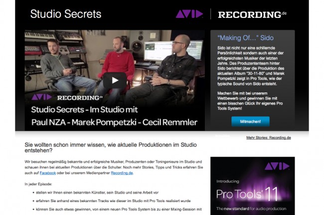 AVID News: AVID und Recording.de präsentieren die erste Episode von Studio Secrets